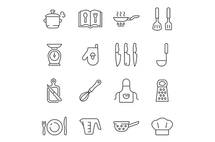 Cooking line icon set