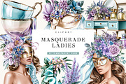 Masquerade Ladies Clipart Bundle, a Person Illustration by BusyDaydesign (Thumbnail 1 of 9)