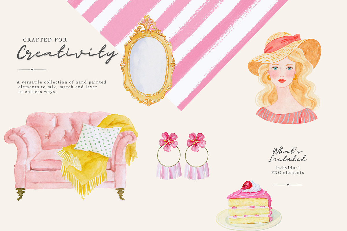 Pink Watercolor Clipart Collection, a Decorative Illustration by Patishop Art (Photo 4 of 8)