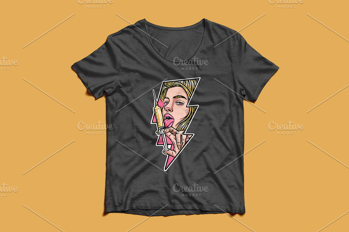 beautiful woman is holding an inject, a Person Illustration by gunaonedesign (Photo 3 of 4)