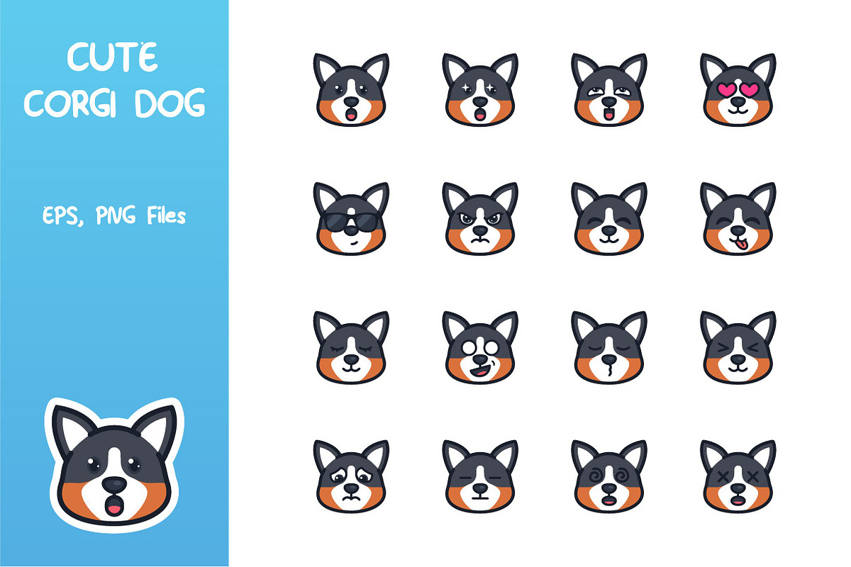 Cute Corgi Dog Emoticon, an Icon by yellowline (Photo 2 of 3)
