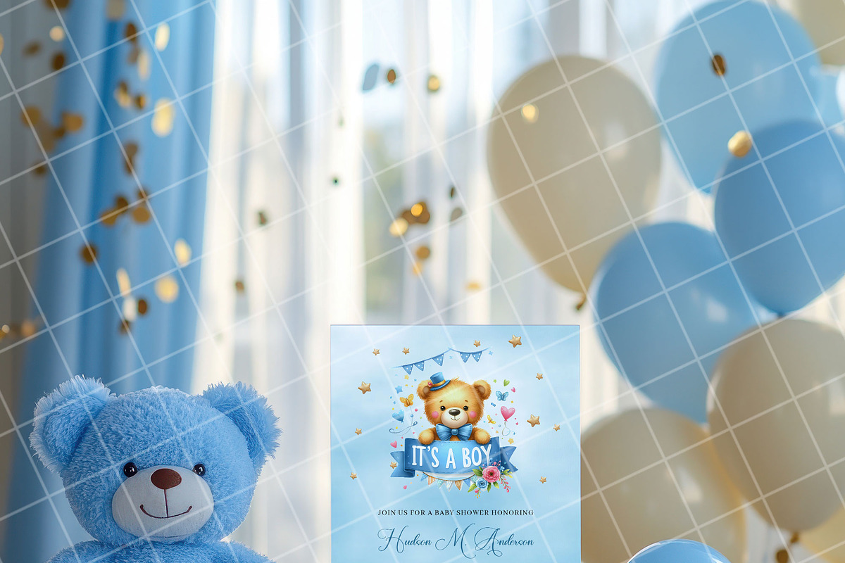 Boy baby shower invitation mockup PS, an Advertising Mockup by Blush Roses Print (Photo 7 of 8)