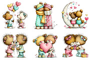 Valentine Teddy Bear Couples Clipart, an Illustration by Craft Nest (Thumbnail 8 of 8)