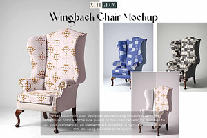 Wingback Chair Mockup, a Mockup by niteglowstudio