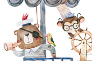 Watercolor Cute Animals & Transport, an Animal Illustration by the_myro (Thumbnail 11 of 11)