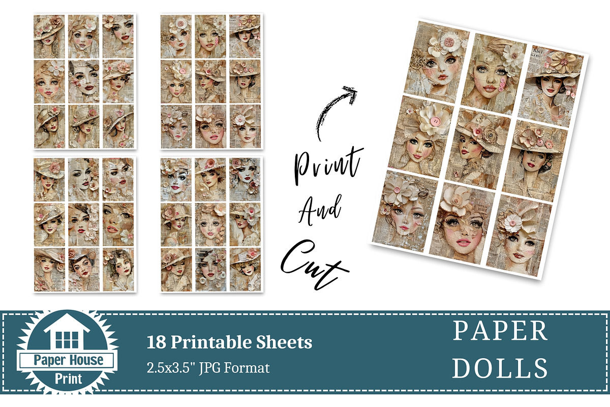 Paper Dolls Junk Journal Pages, an Illustration by NiiiNArt (Photo 8 of 8)