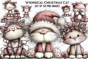 Whimsical Christmas Cat Clipart, an Illustration by Craft Nest