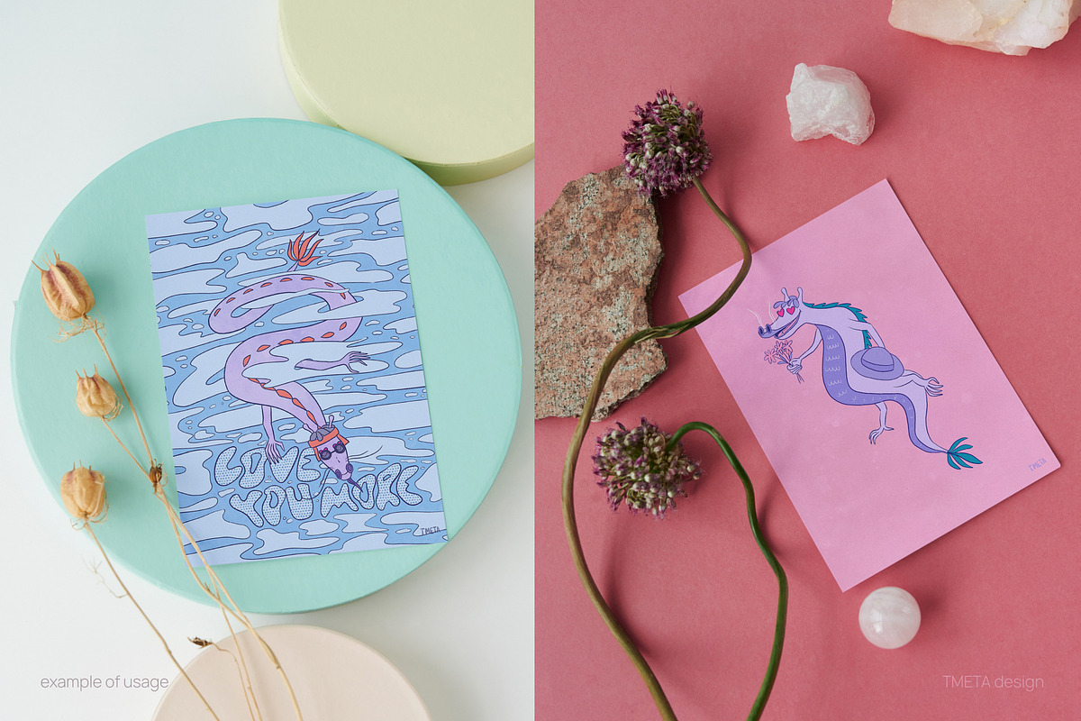Romantic Dragons | Illustration Kit, an Animal Illustration by TMETA design (Photo 11 of 12)
