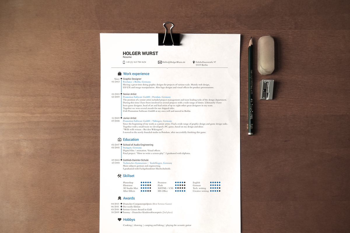 CV, resume and cover letter template, a Resume Template by Designed in Berlin (Photo 3 of 3)