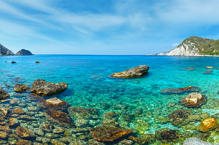 Petani Beach (Kefalonia, Greece) panorama., a Nature Photo by YuriyB