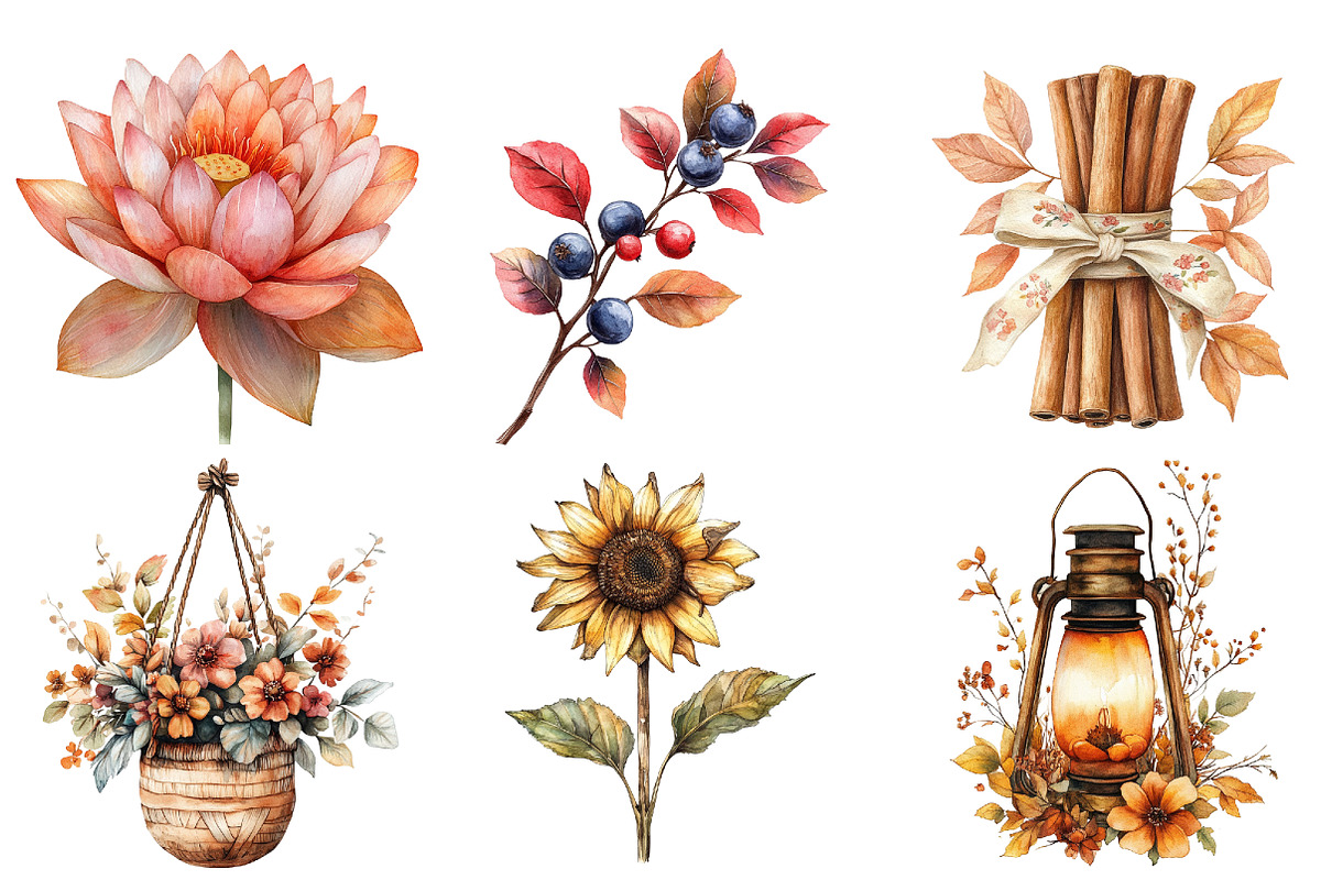 Fall Autumn Floral Clipart, an Illustration by SinaCreation (Photo 2 of 5)