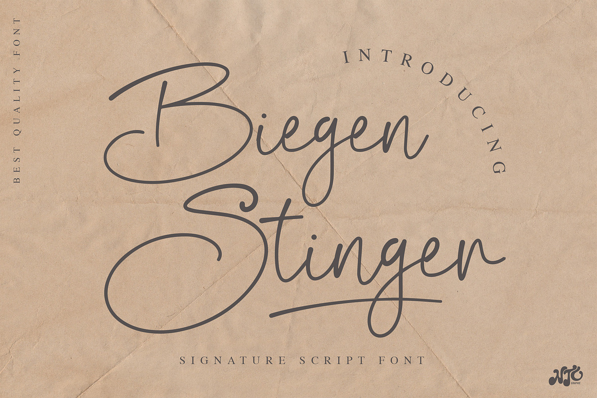 Biegen Stinger - Script Font, a Script Font by NTC Graphic (Photo 1 of 9)