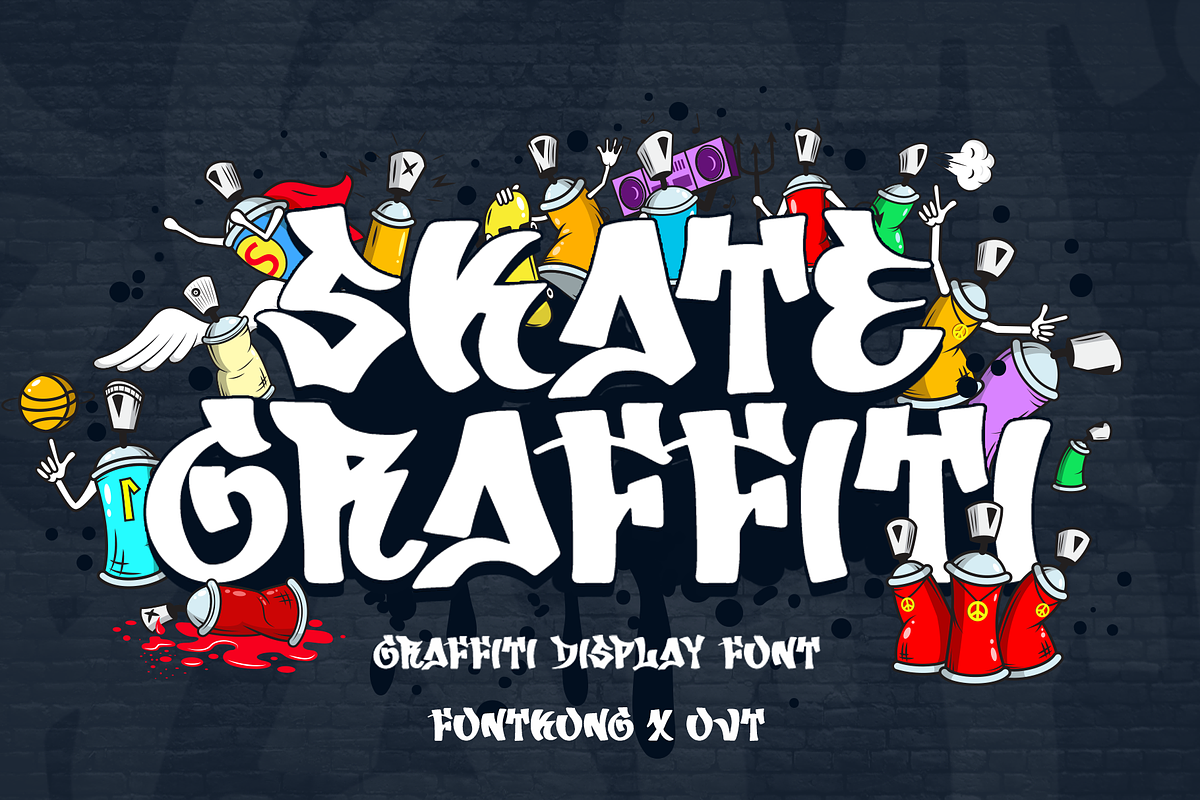Skate Graffiti-Graffiti Display Font, a Handwritten Font by overlaytemplates (Photo 1 of 5)
