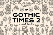 Gothic Times 2 Linocut Bundle, an Object Illustration by ClayStudio (Thumbnail 1 of 8)