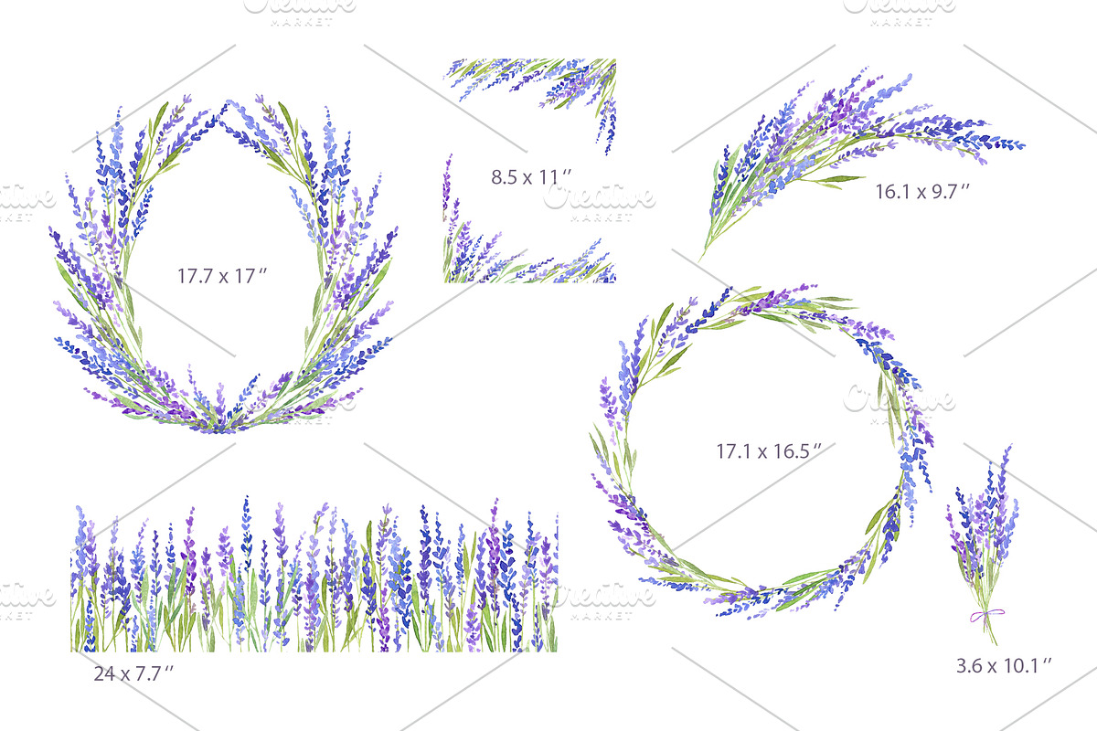 Watercolor Lavender Flowers Png, an Illustration by GraphicsDish (Photo 3 of 4)