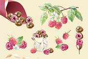 Raspberry. Watercolor Clip Art, a Food Illustration by Farida Bik (Thumbnail 4 of 11)