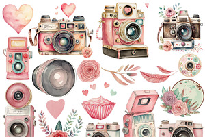 Vintage Camera Valentine Clipart