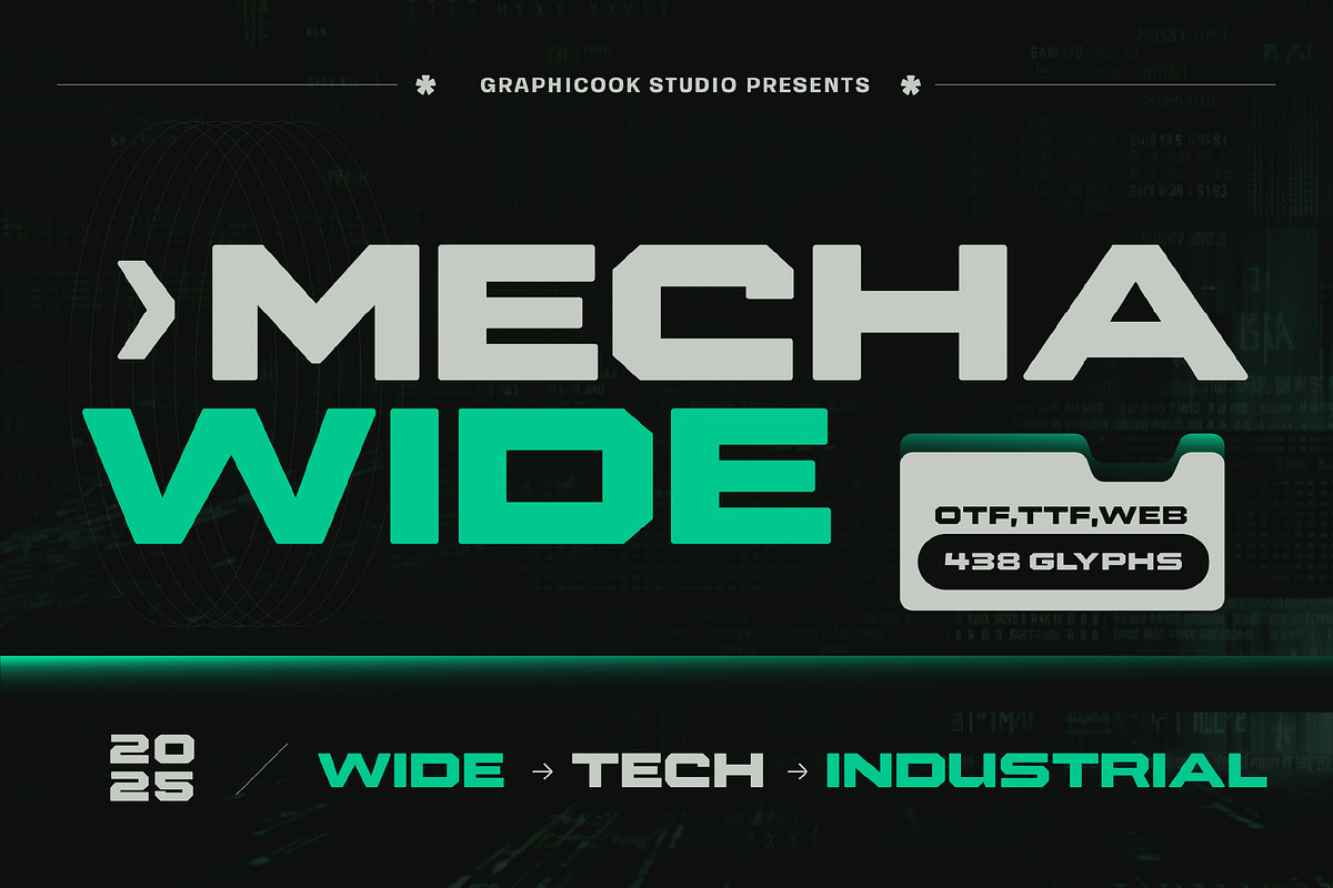 Mechawide, a Sans Serif Font by graphicook (Photo 1 of 10)