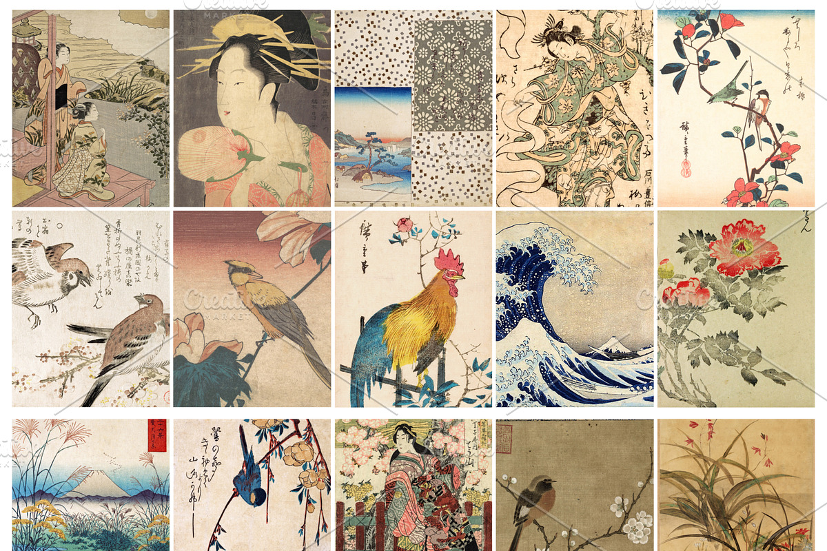 42 Vintage Japanese Wall Art Prints, a Decorative Illustration by Jodie Lee Studio (Photo 2 of 3)