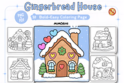 Gingerbread House Coloring Pages, a Seasonal Illustration by Coco Bloom (Thumbnail 1 of 4)