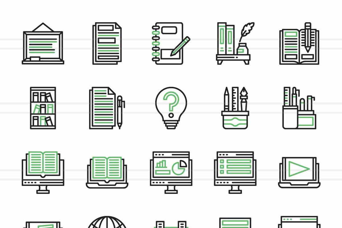 50 Schooling Green & Black Icons, an Icon by IconBunny (Photo 2 of 2)