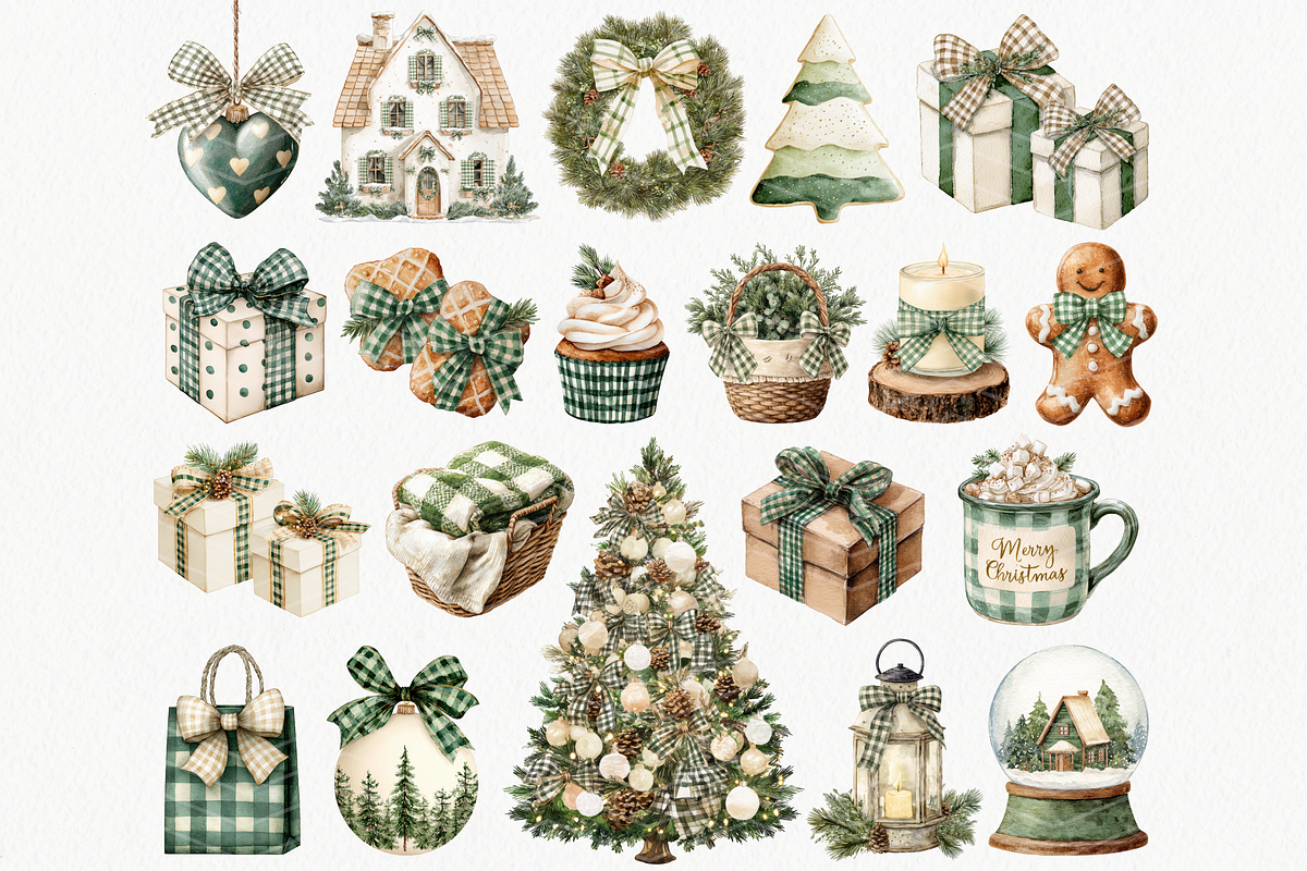 Neutral Christmas Clipart Pine Green, an Illustration by ClipArtCharm (Photo 3 of 5)