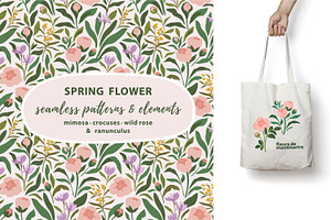 Spring Seamless Patterns & Elements