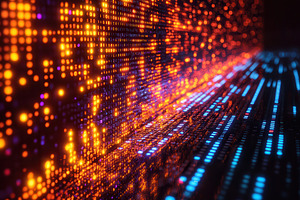 Bright digital patterns emerge in vi, a Photo by Tanuart