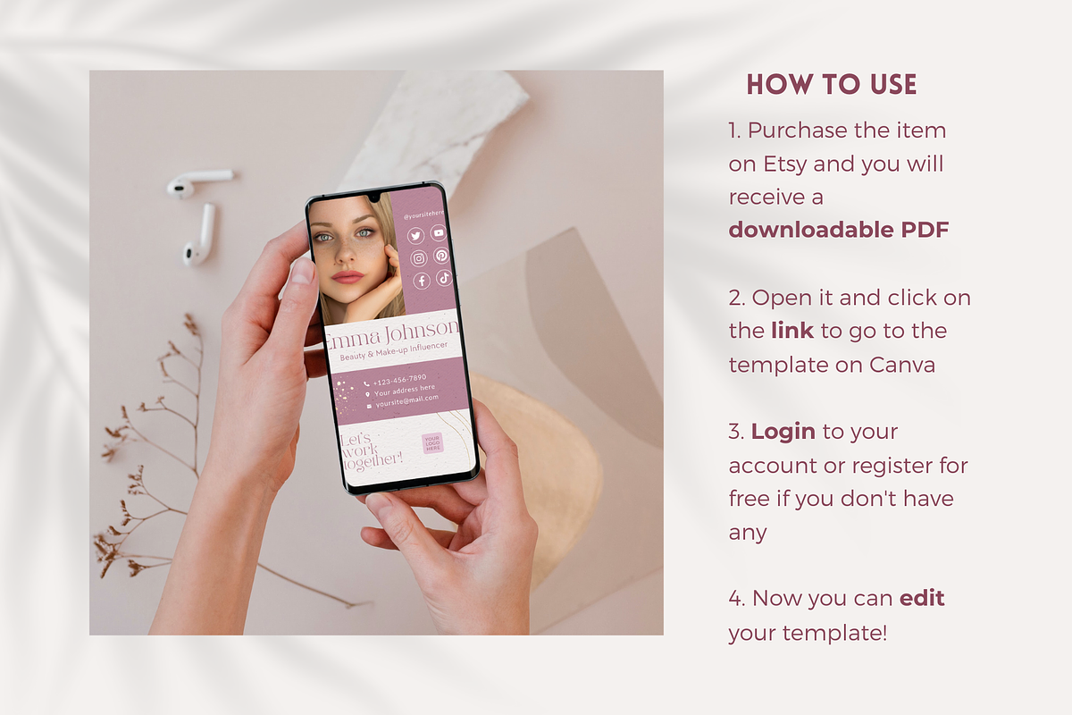 Beauty Influencer Business Card Kit, a Business Card Template by Golden Horizons Studio (Photo 2 of 10)