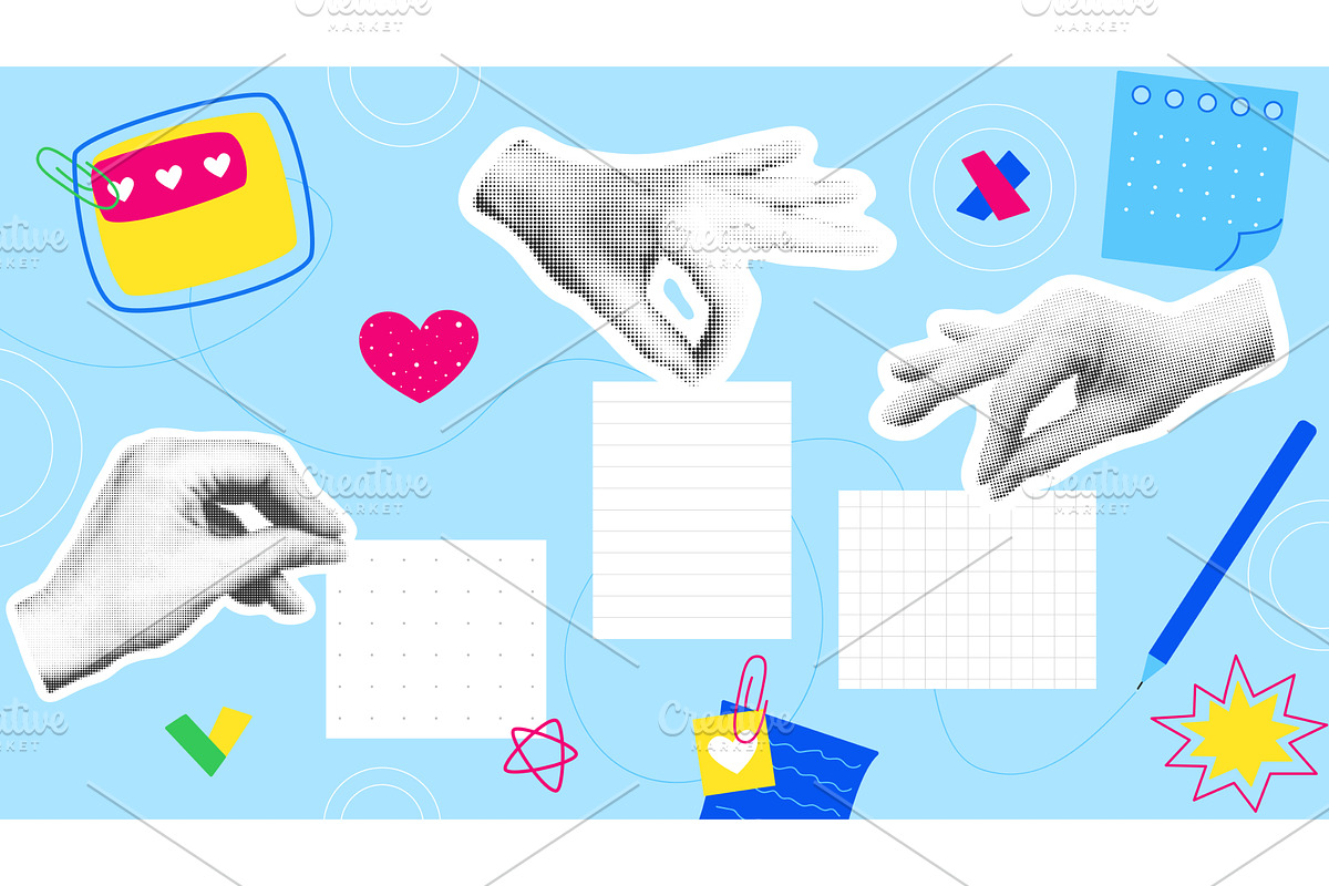 Contemporary collage making notes, an Object Illustration by Tati_Kli