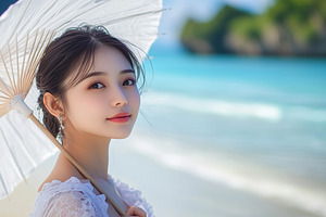 Graceful asian woman in a white lace, a Person Photo by MistyDay