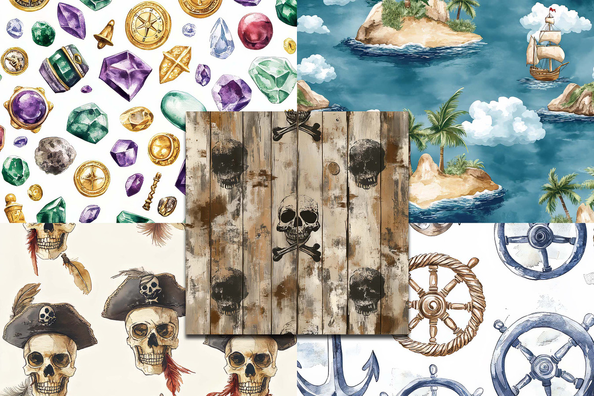 Piratecore Seamless Patterns, a Pattern Graphic by BusyDaydesign (Photo 4 of 9)