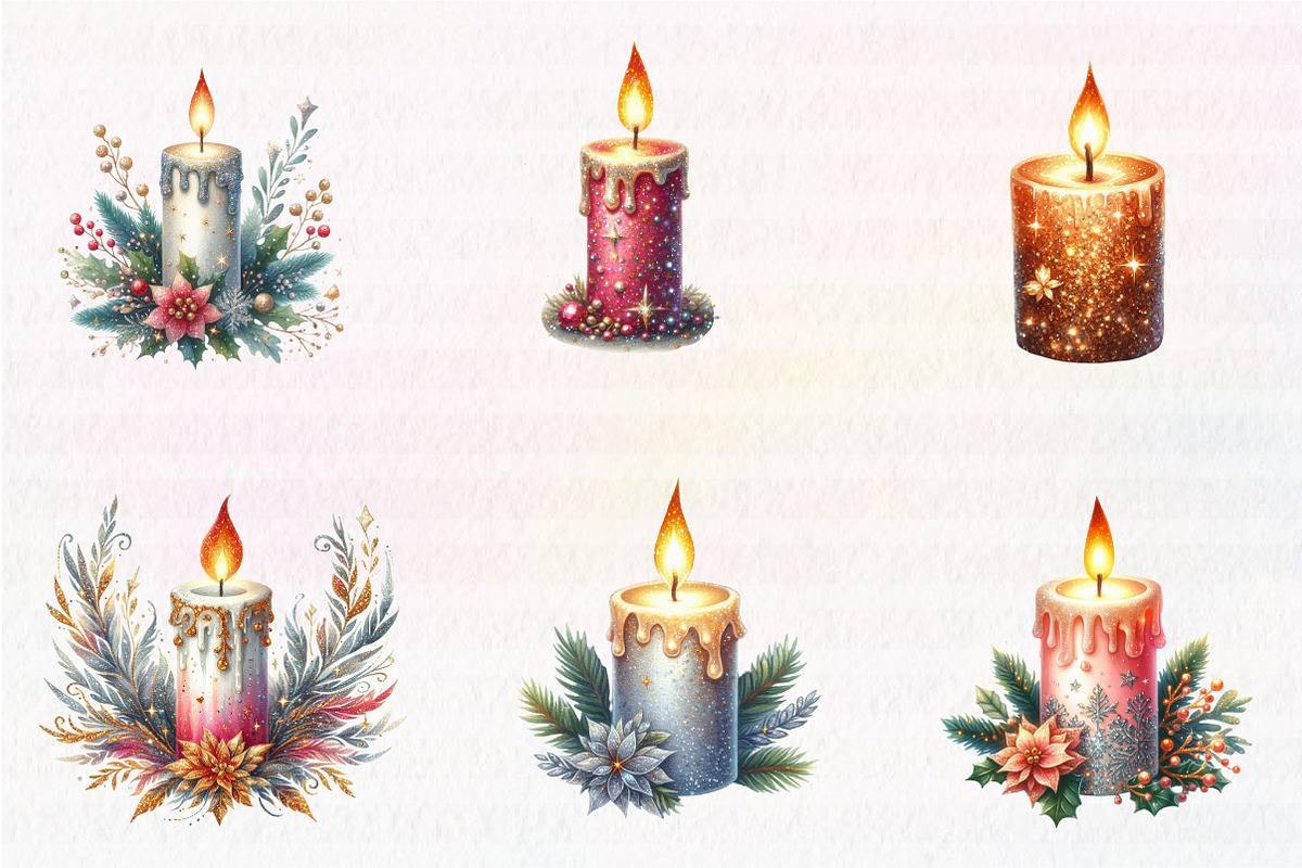 Christmas Glitter Candle Clipart, an Illustration by CreationArt (Photo 3 of 5)
