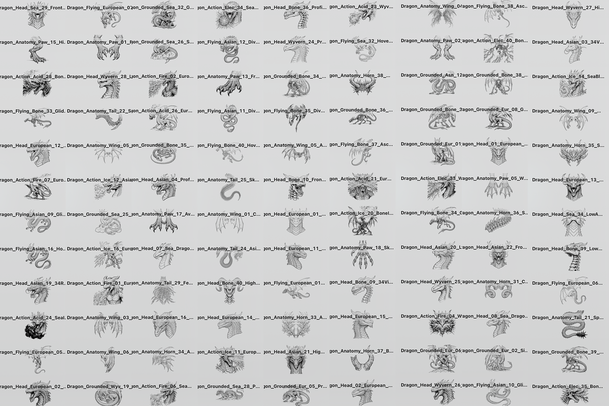 150 Dragon Procreate Stamp Brushes, a Brush Add-On by Selentaori Studio (Photo 2 of 11)