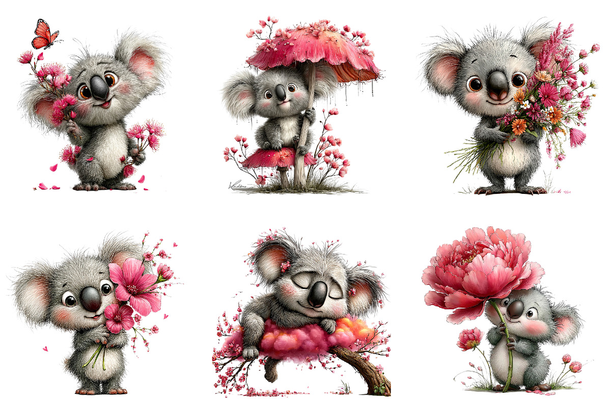 Whimsical Spring Koala Clipart, an Illustration by Dream Creation (Photo 6 of 8)
