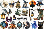 Watercolor Witch, Halloween Bundle, an Illustration by Pixels.Craft (Thumbnail 1 of 7)