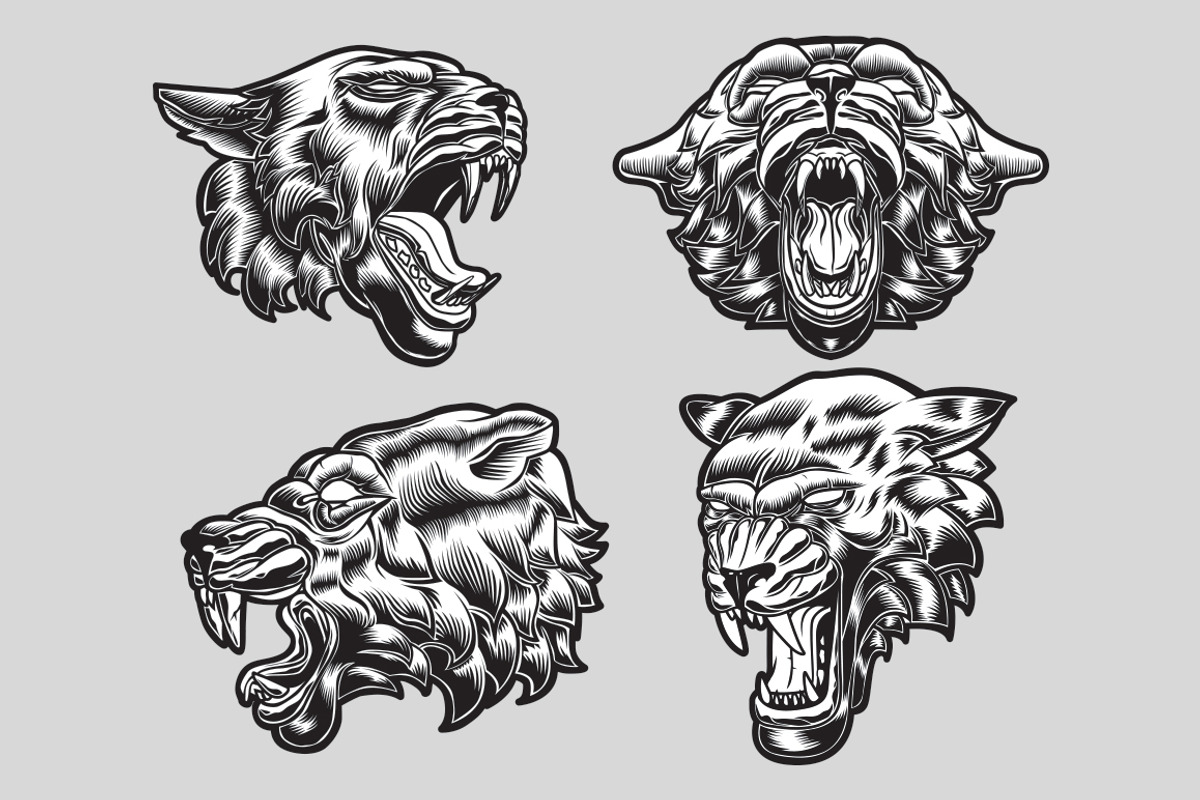 Four Unique Cat Heads, an Illustration by RobinHoldsworth (Photo 5 of 5)