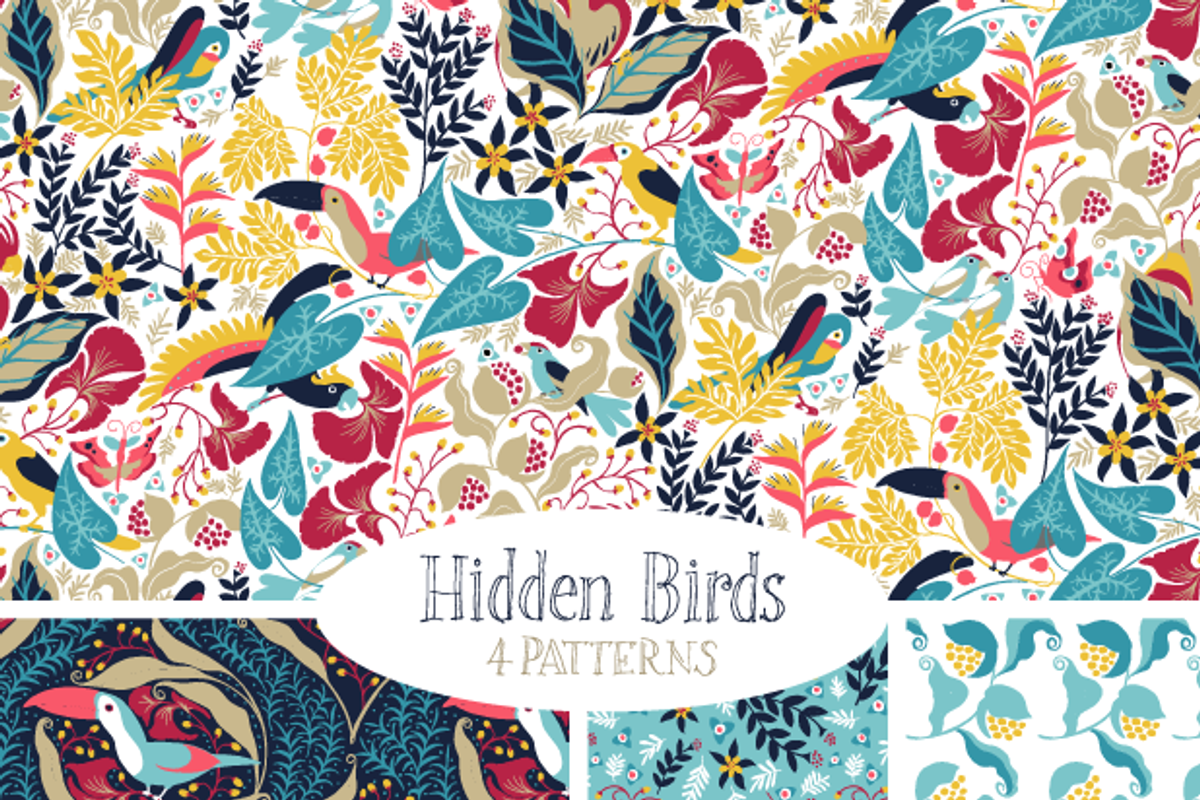 Hidden Birds - Pattern Set, a Pattern Graphic by reika (Photo 1 of 4)