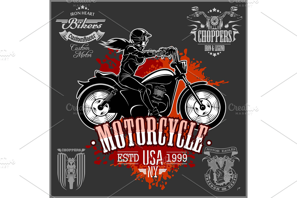 Beautiful girl on a motorcycle draw, a Person Illustration by Digital-Clipart
