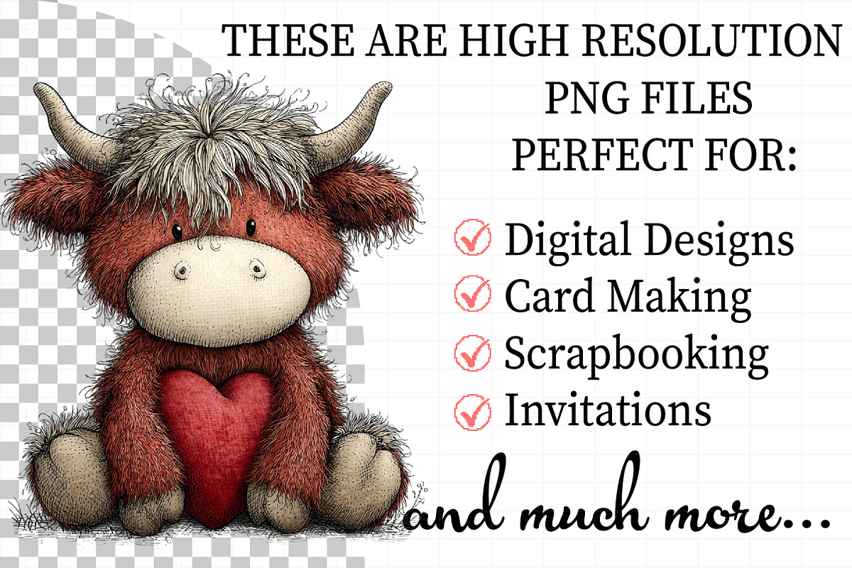 Whimsical Valentine-highland Cow Cli, an Illustration by Daily.Designs (Photo 2 of 8)