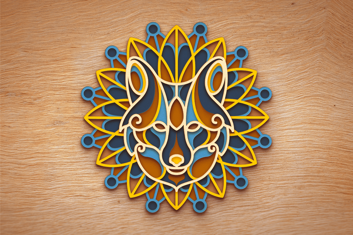 Wolf 3D Mandala - SVG Laser cut file, an Object Graphic by Arshad Ali (Photo 6 of 9)