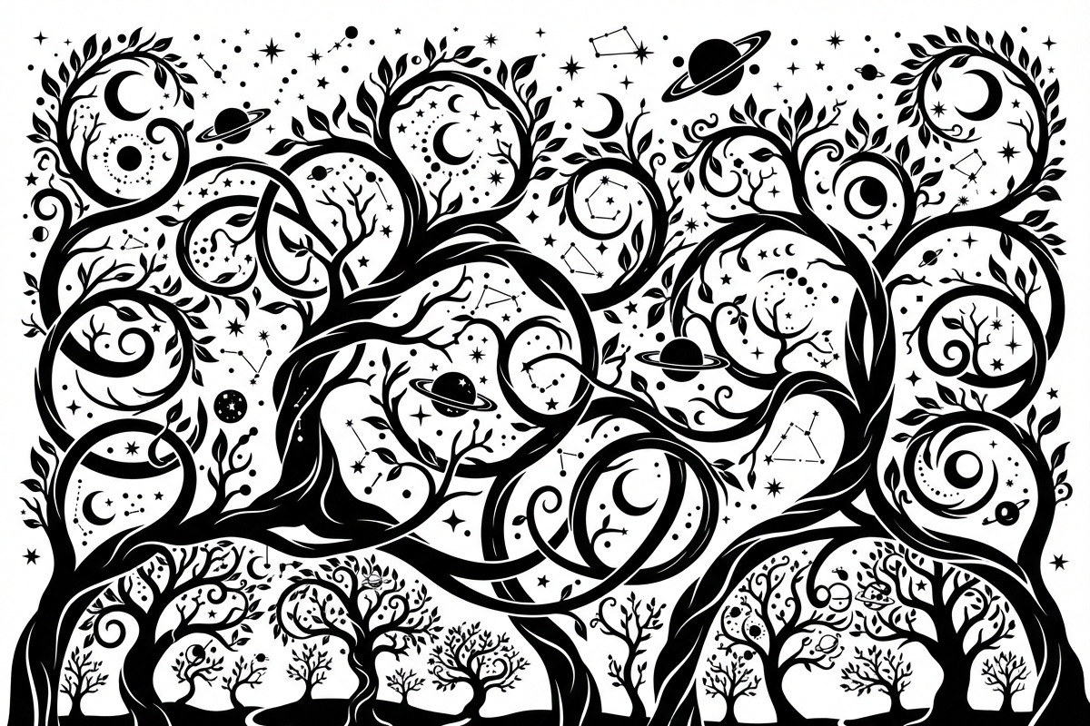 50 Mystical Galaxy Forest Silhouette, a Technology Illustration by Amazin_art (Photo 19 of 21)