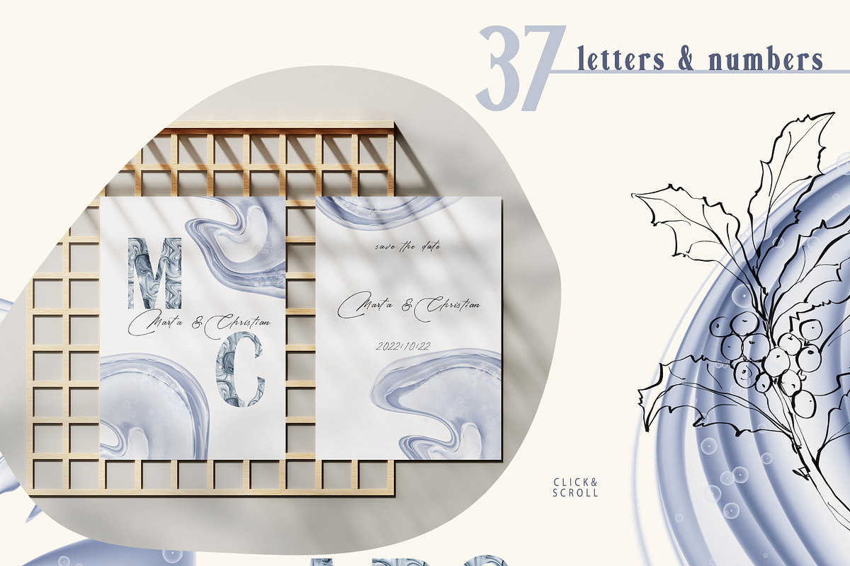 Winter alcohol ink and line art set, a Texture Illustration by Tiana Geo (Photo 12 of 15)