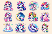 Kawaii Unicorn Stickers Clipart, an Illustration by Dream Creation (Thumbnail 2 of 4)