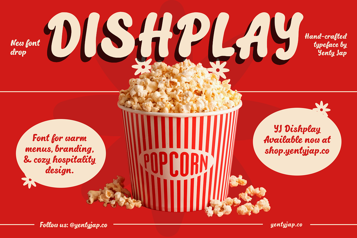 YJ Dishplay – Playful Display Font, a Handwritten Font by YENTY JAP CO (Photo 1 of 7)
