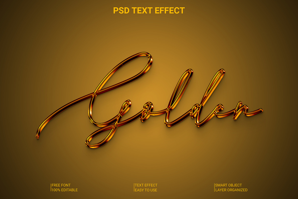 Golden 3D Text Effect PSD, a Layer Style Add-On by Imamul001