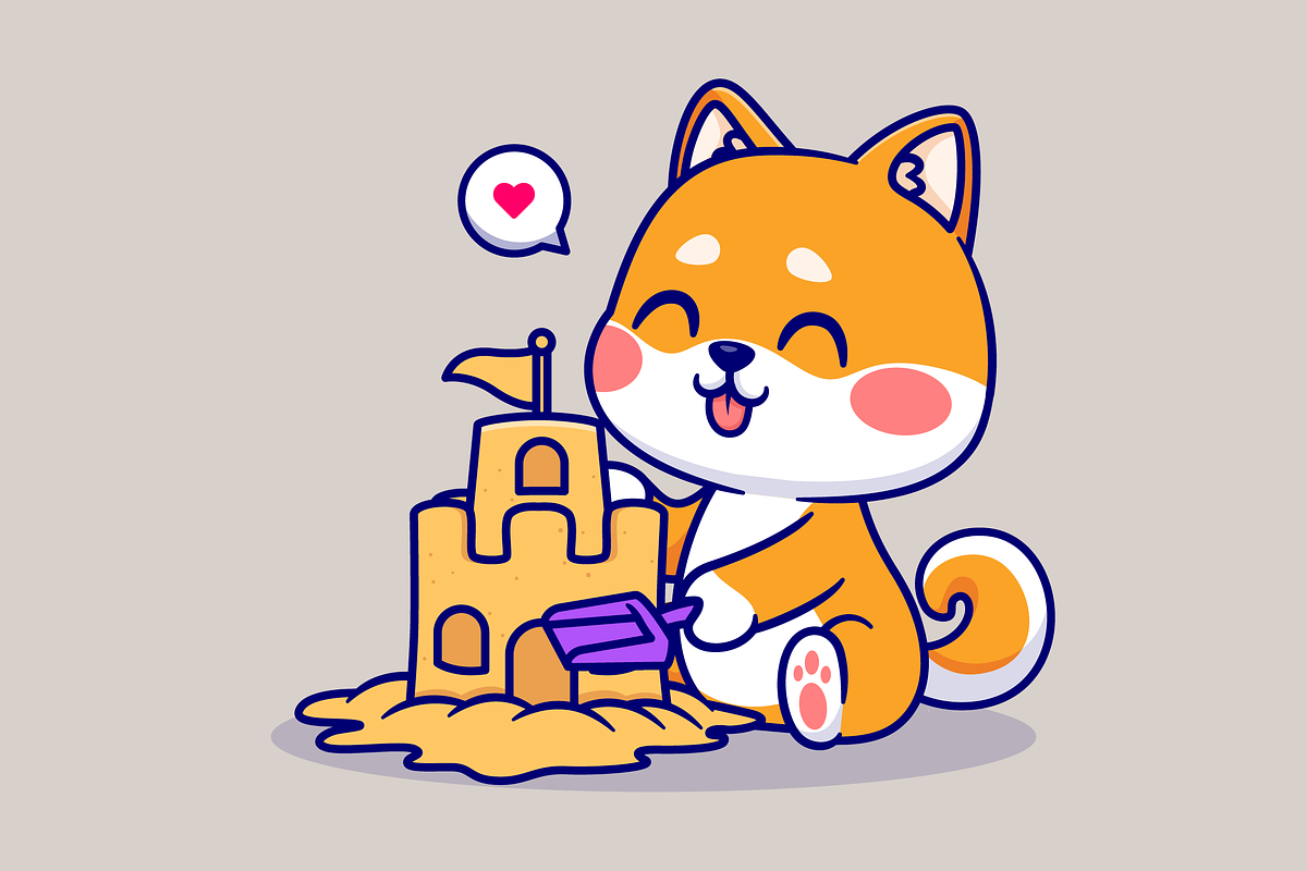 Cute Shiba Inu Dog Playing Sand, an Animal Illustration by Catalyst Labs