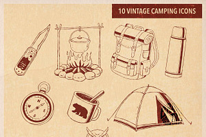 Vintage camping icons