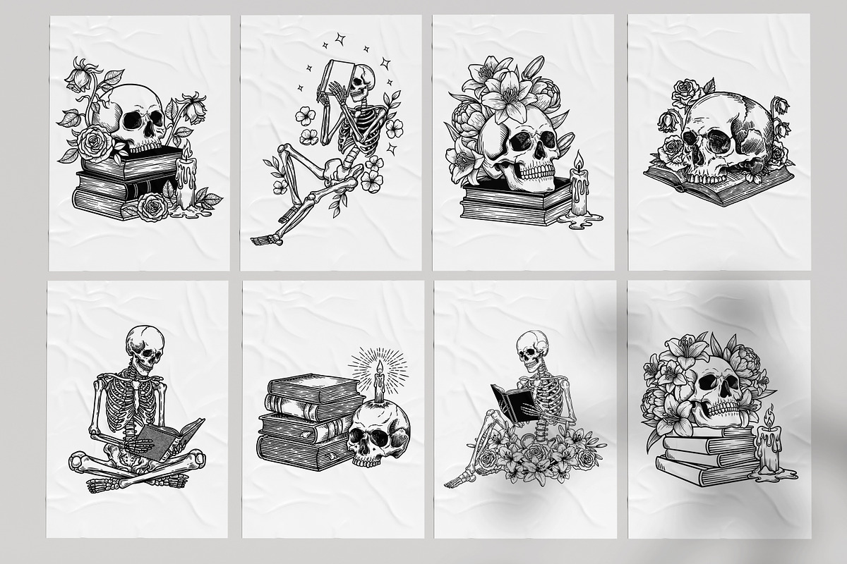Skull Reader Illustration Bundle, an Illustration by Tekuni (Photo 5 of 13)