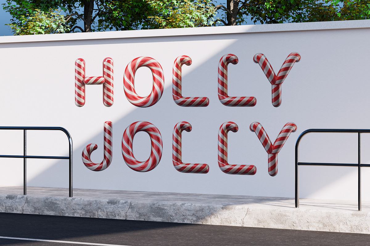 Candy Cane 3D Font, a Font by Loudoun Design Co. (Photo 3 of 6)